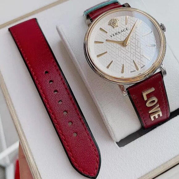 Versace Red Strap 38mm Dial Ladies Watch